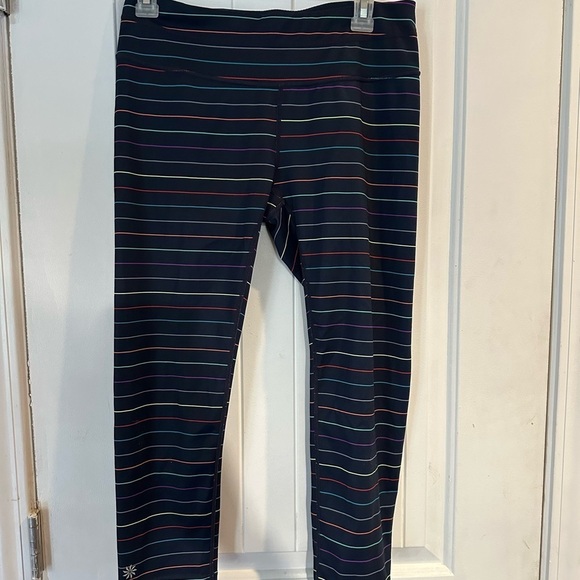 Athleta Pants - Athleta Women's Black Leggings with Multicolor Stripes
